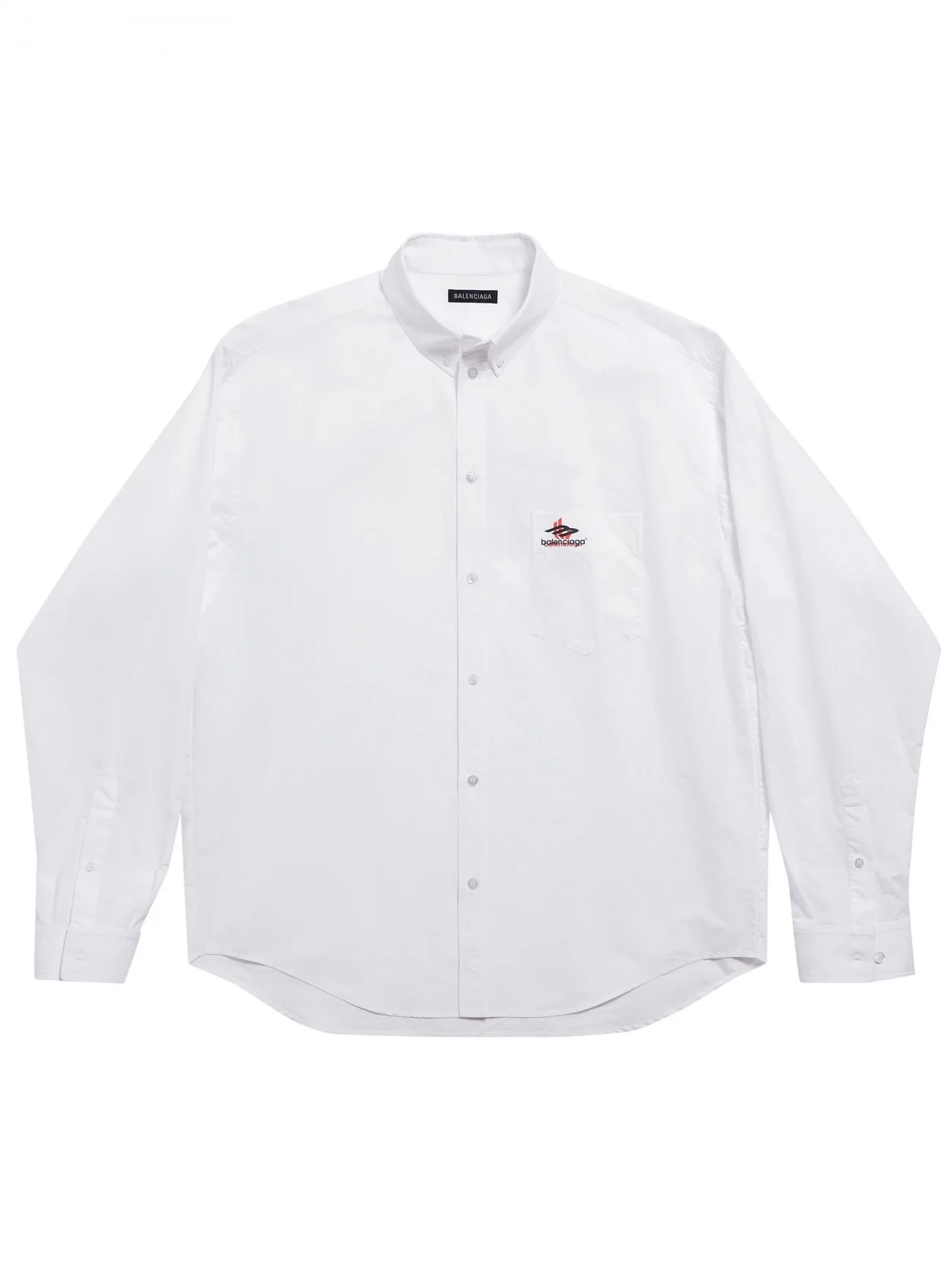 발렌시아가 백 로고 프린트 코튼 셔츠