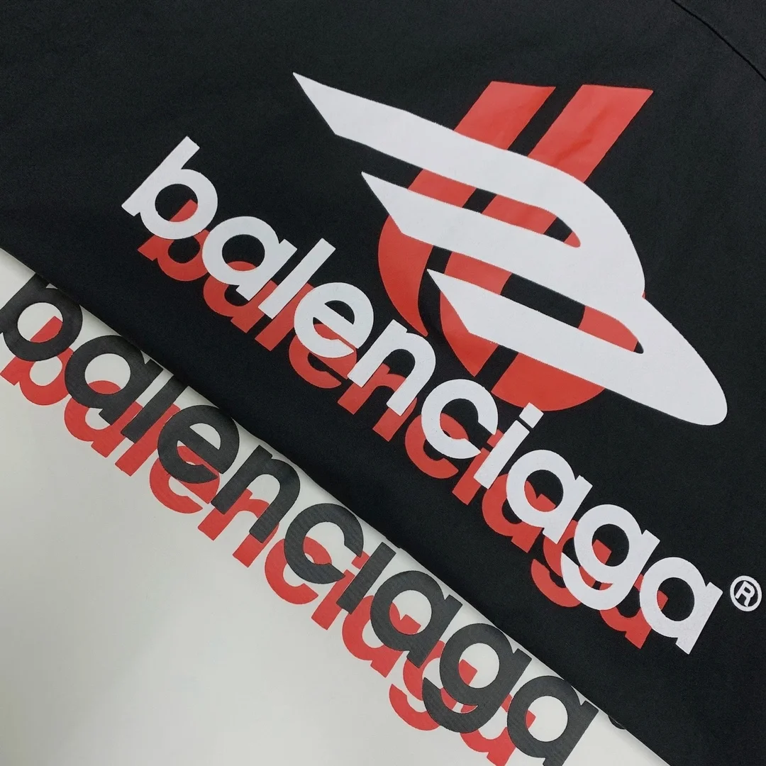 발렌시아가 백 로고 프린트 코튼 셔츠