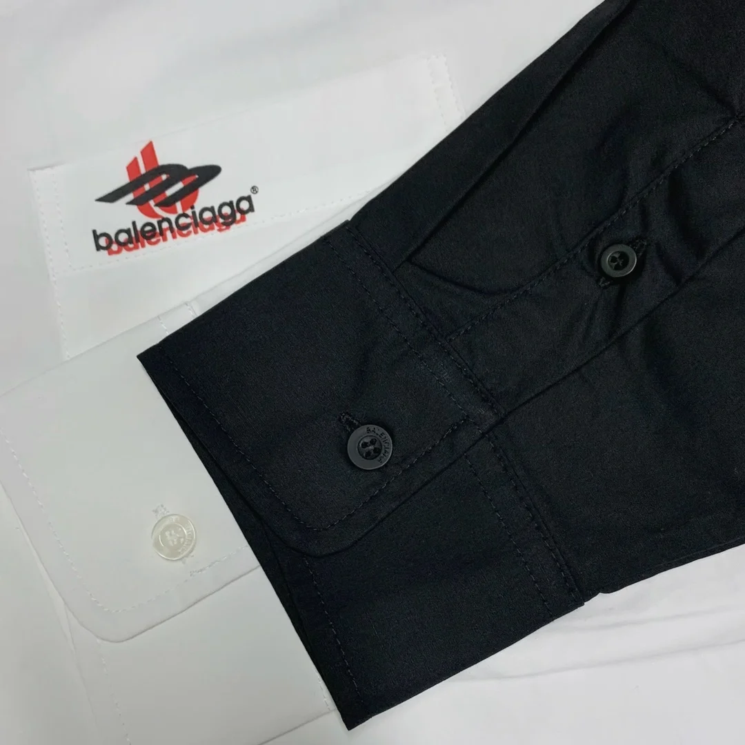 발렌시아가 백 로고 프린트 코튼 셔츠