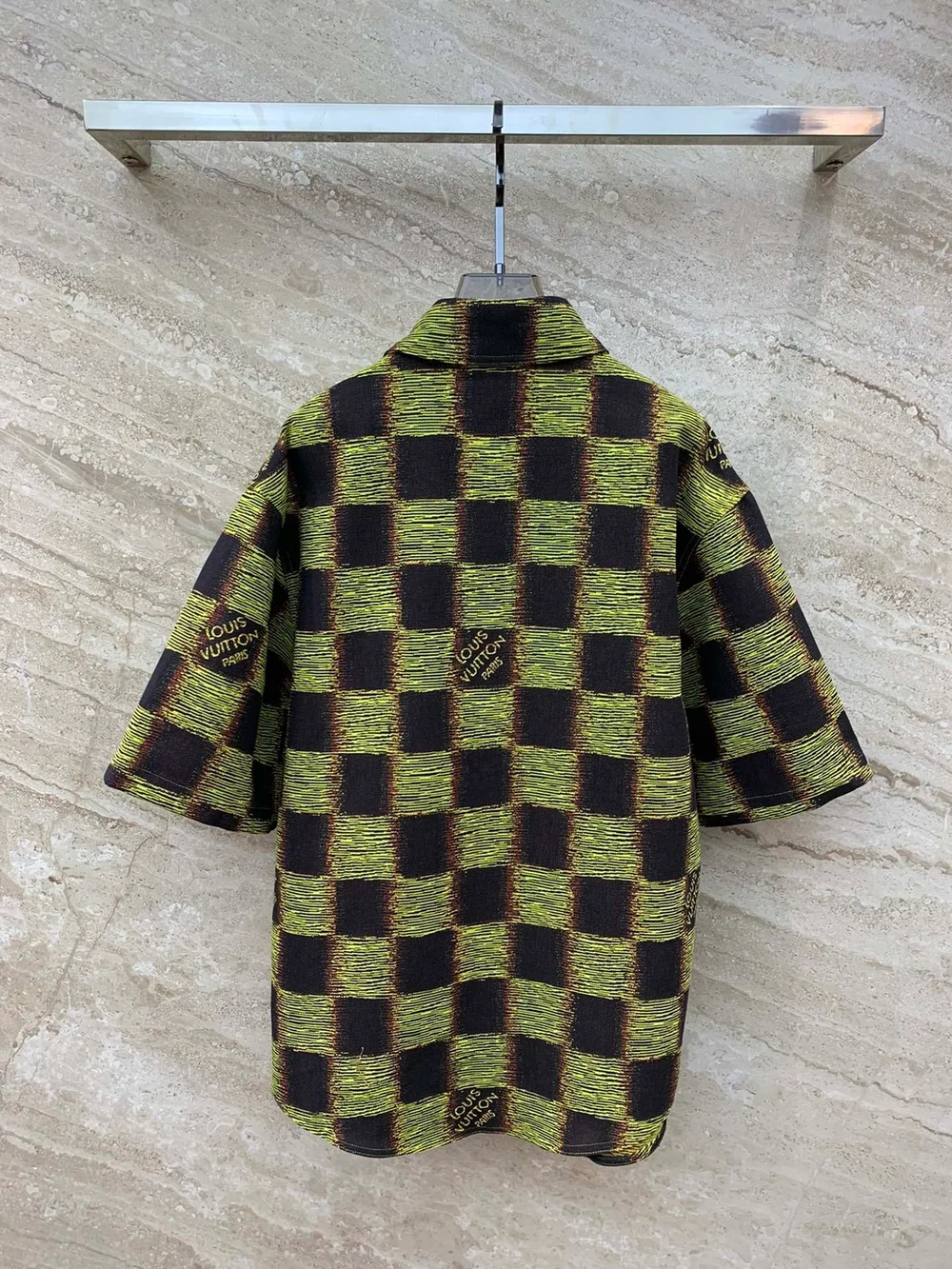 루이비통 쇼트 슬리브 다미에 울 셔츠 1AFAW9