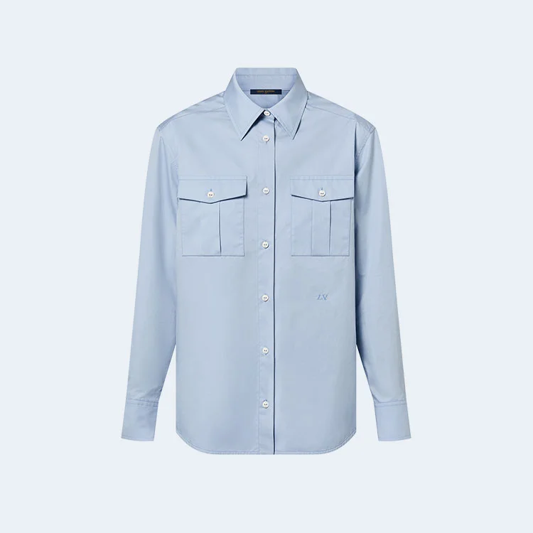루이비통 매스큘린 플랩 포켓 셔츠 블루 1AFCEX
