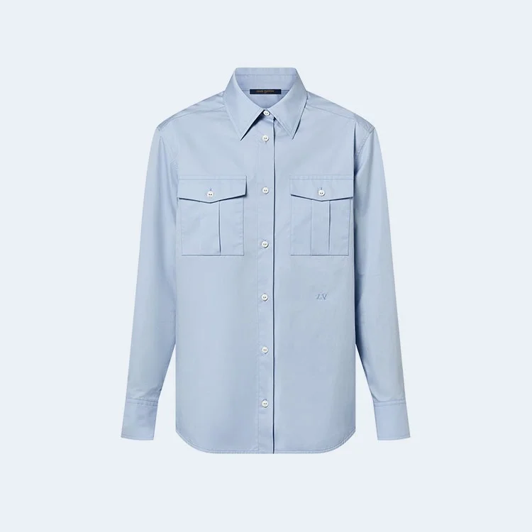 루이비통 매스큘린 플랩 포켓 셔츠 블루 1AFCEX
