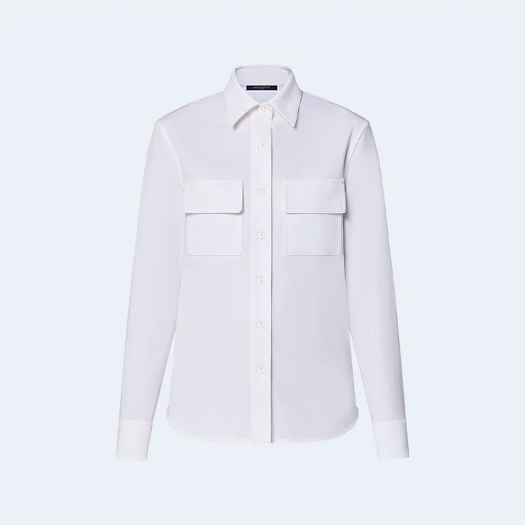 루이비통 더블 플랩 포켓 셔츠 화이트 1AFCA6