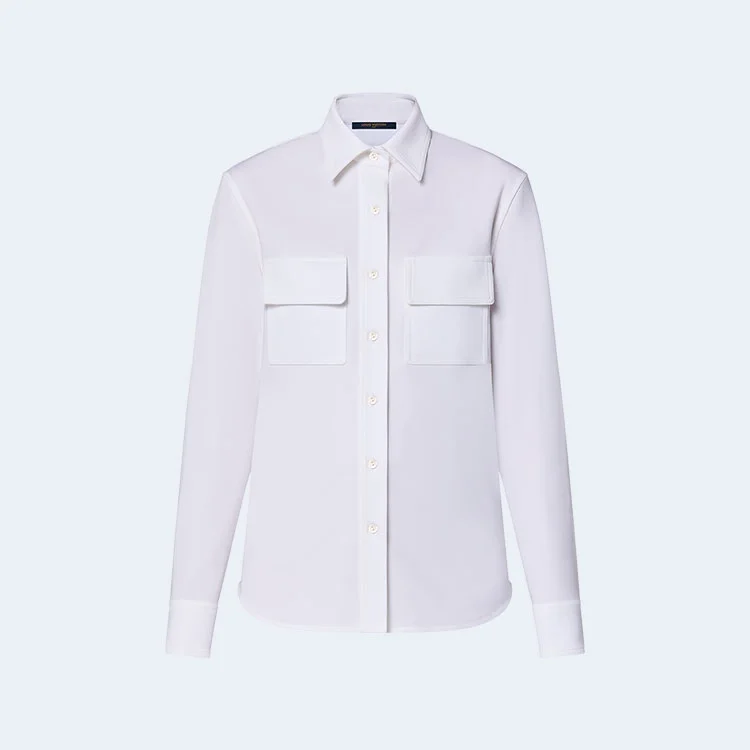 루이비통 더블 플랩 포켓 셔츠 화이트 1AFCA6