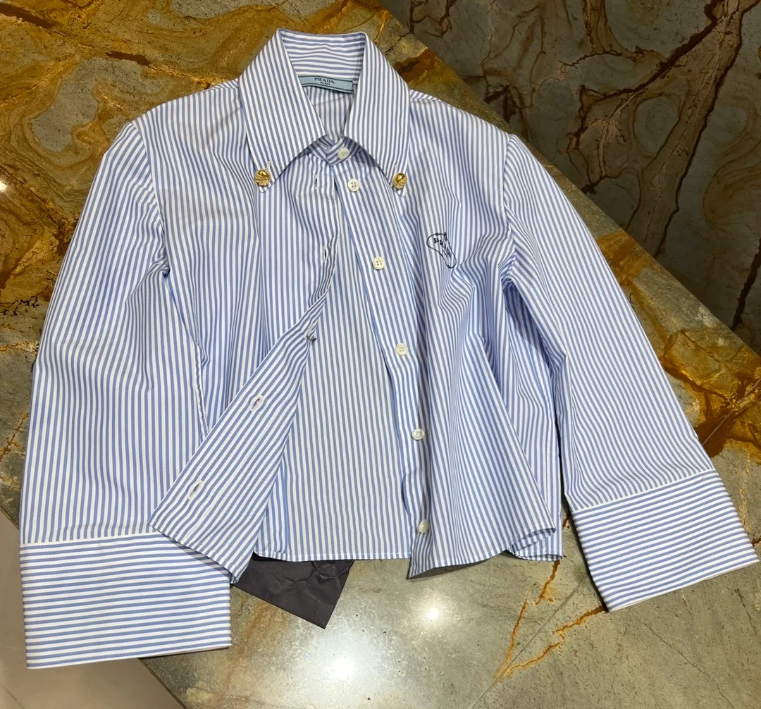 프라다 버튼업 스트라이프 셔츠