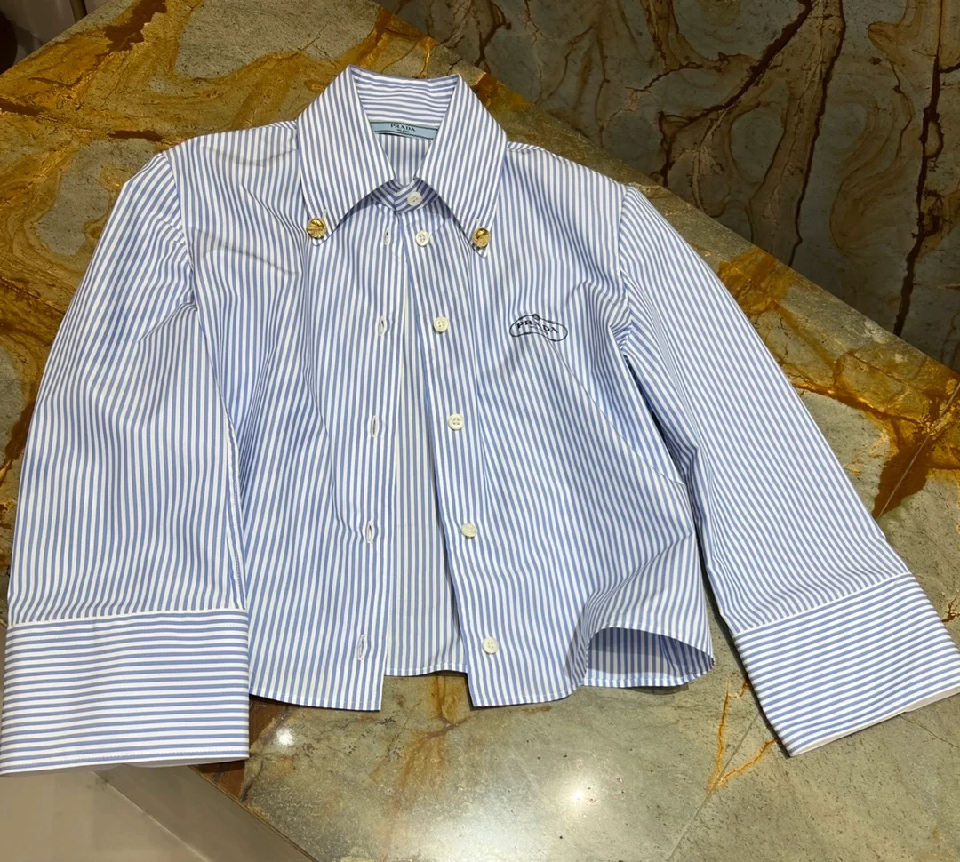 프라다 버튼업 스트라이프 셔츠