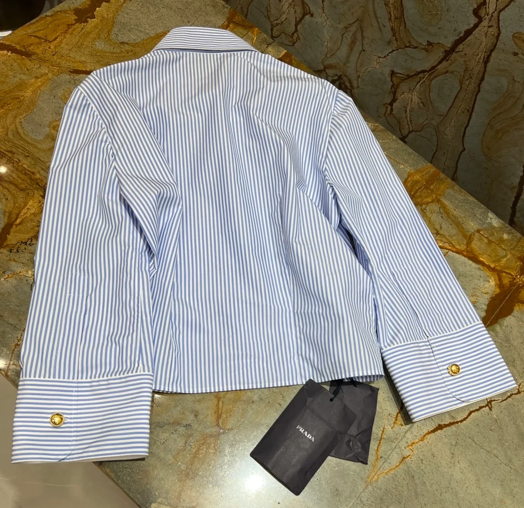 프라다 버튼업 스트라이프 셔츠