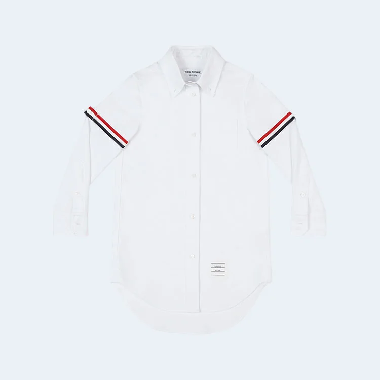 톰브라운 화이트 코튼 옥스포드 암밴드 셔츠 드레스