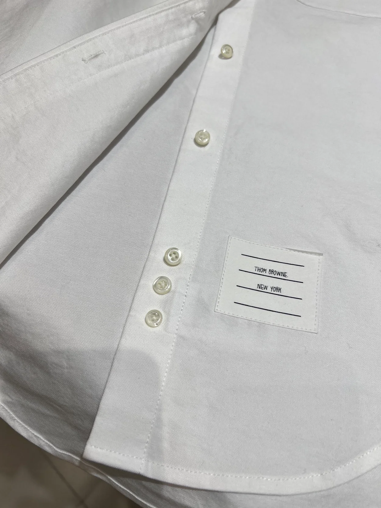 톰브라운 화이트 코튼 옥스포드 암밴드 셔츠 드레스