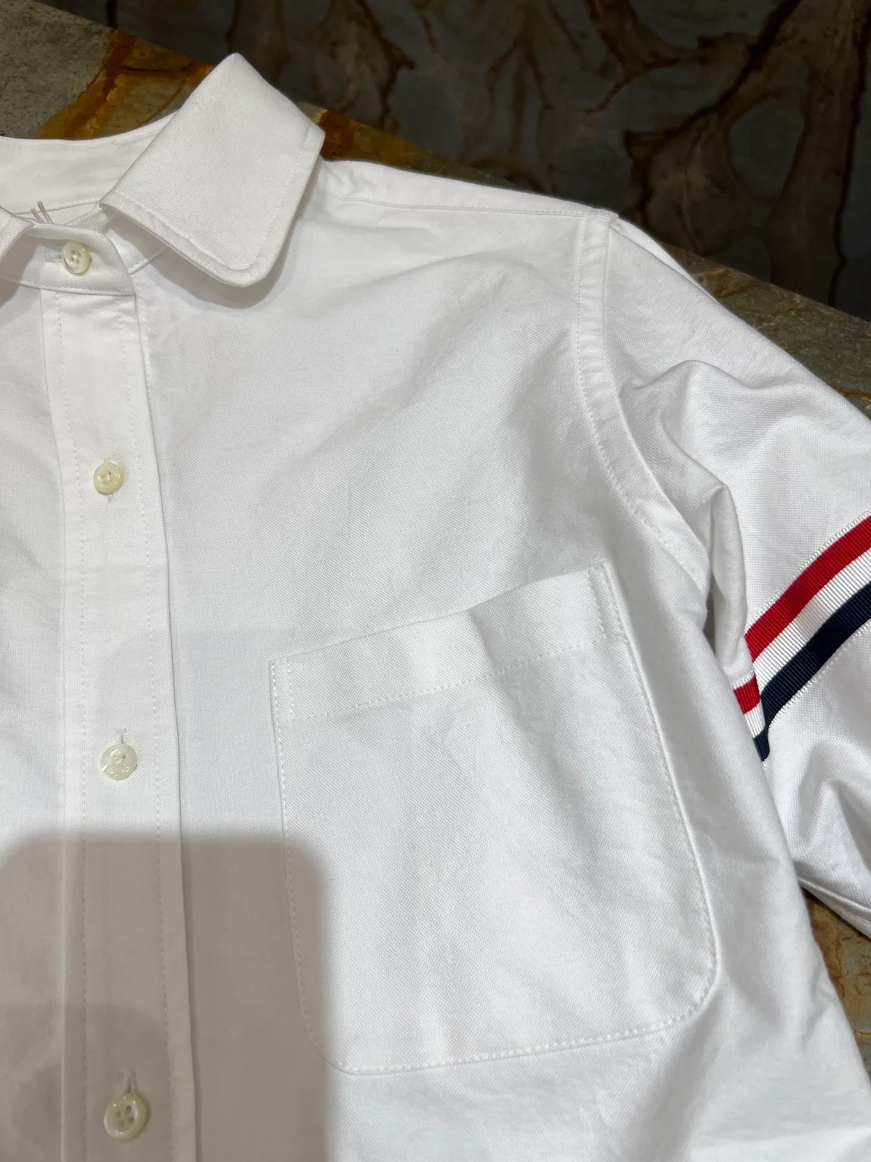 톰브라운 화이트 코튼 옥스포드 암밴드 셔츠 드레스