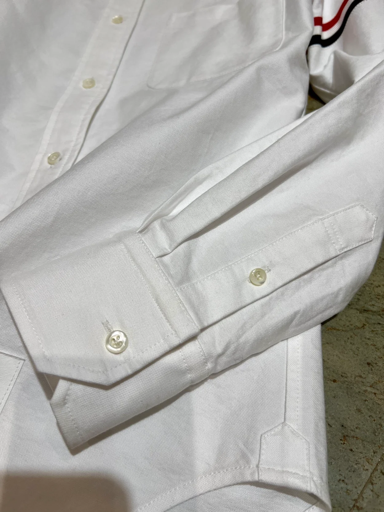 톰브라운 화이트 코튼 옥스포드 암밴드 셔츠 드레스