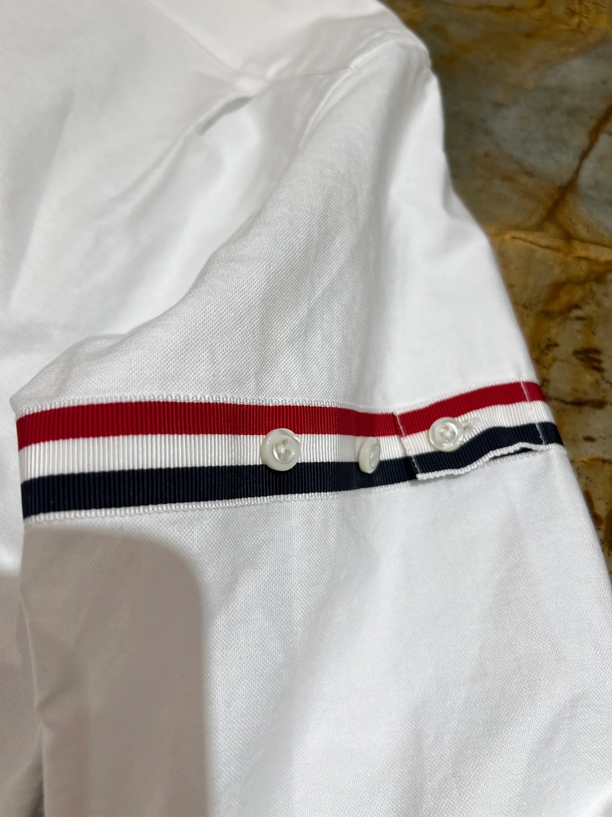 톰브라운 화이트 코튼 옥스포드 암밴드 셔츠 드레스