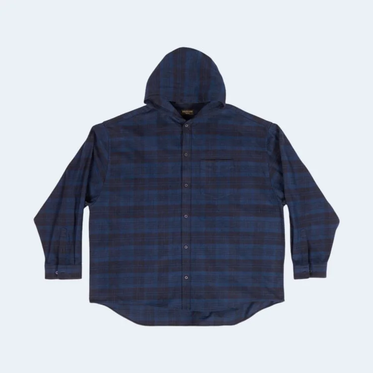 발렌시아가 후드 셔츠 블루