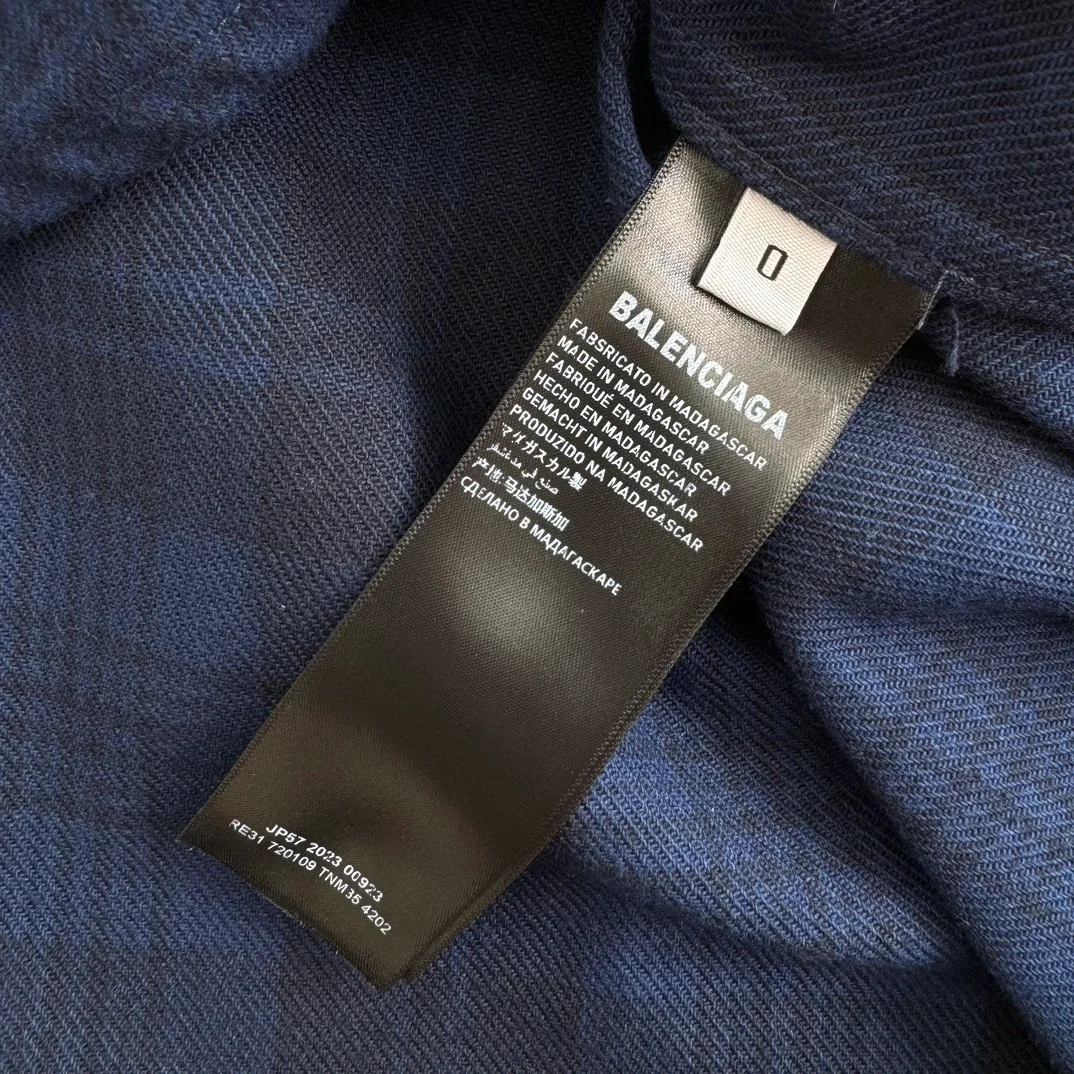 발렌시아가 후드 셔츠 블루