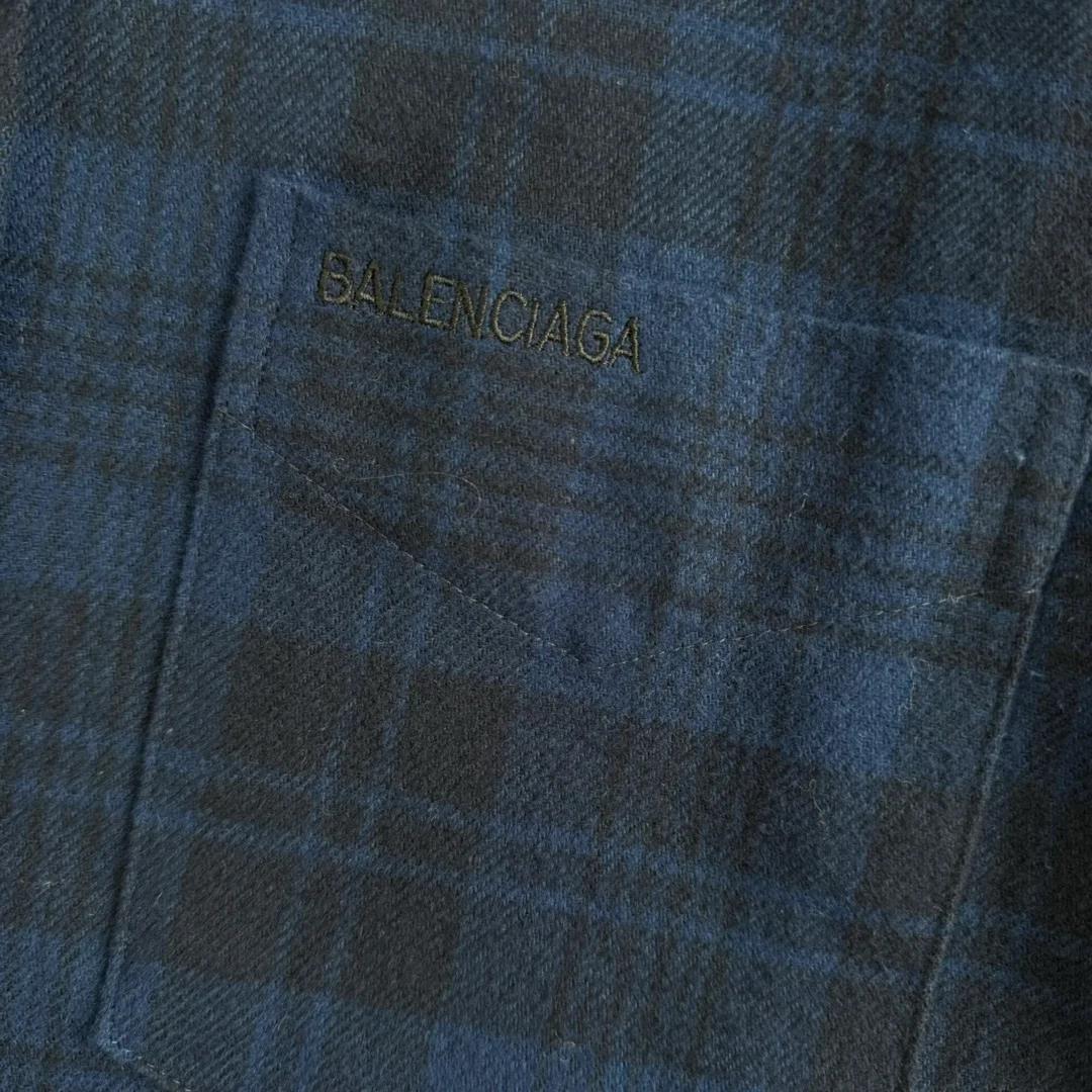 발렌시아가 후드 셔츠 블루