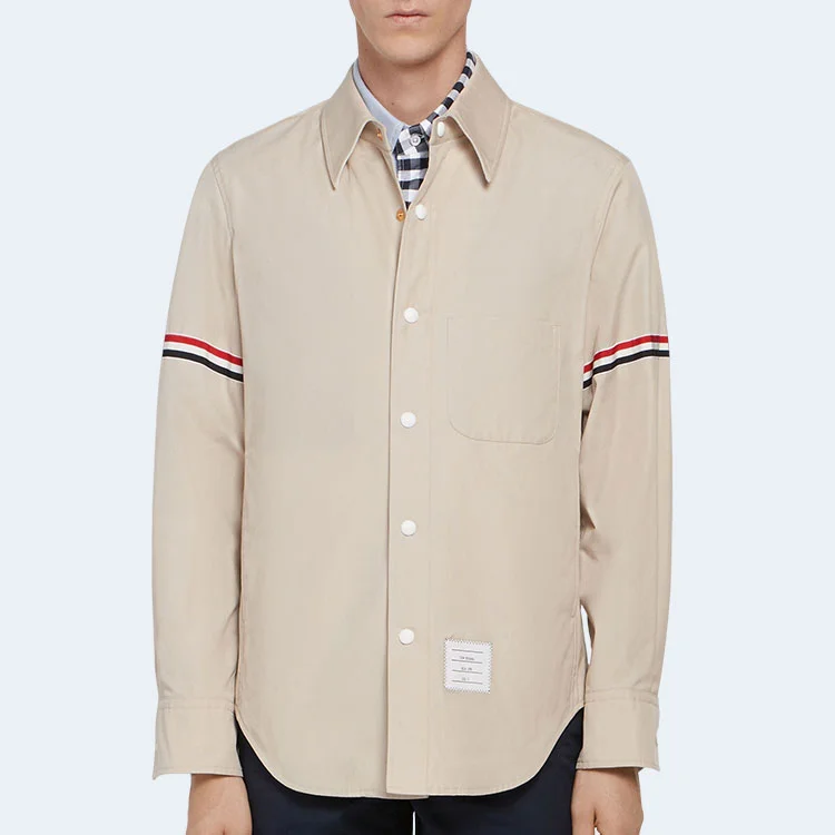 톰브라운 그로그래인 암밴드 셔츠 베이지