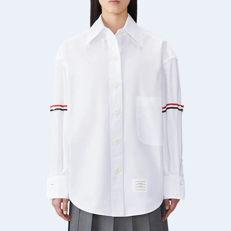 톰브라운 RWB 스트라이프 디테일 셔츠 화이트