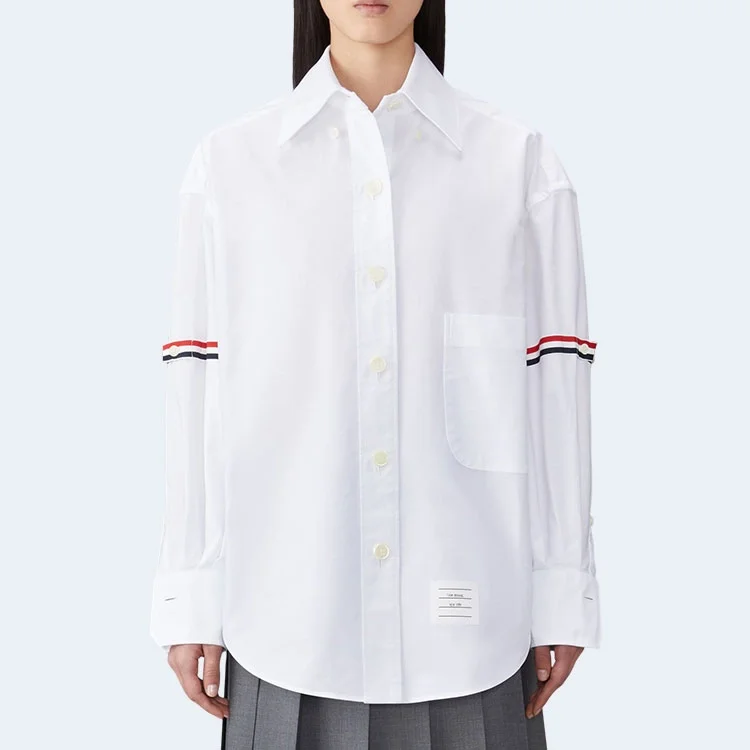 톰브라운 RWB 스트라이프 디테일 셔츠 화이트