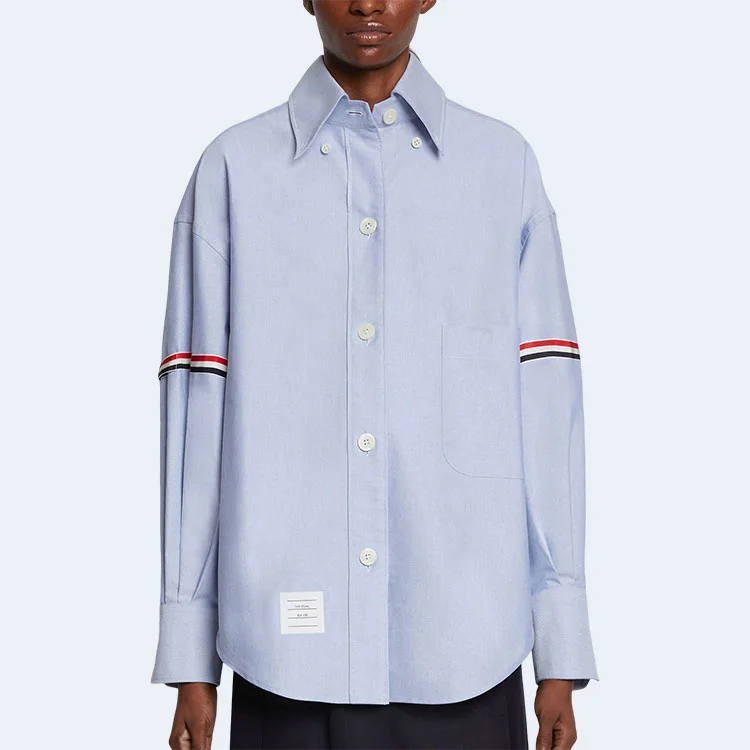 톰브라운 RWB 스트라이프 디테일 셔츠 블루