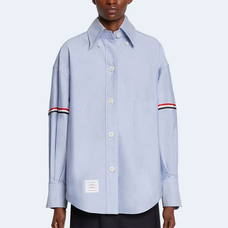 톰브라운 RWB 스트라이프 디테일 셔츠 블루
