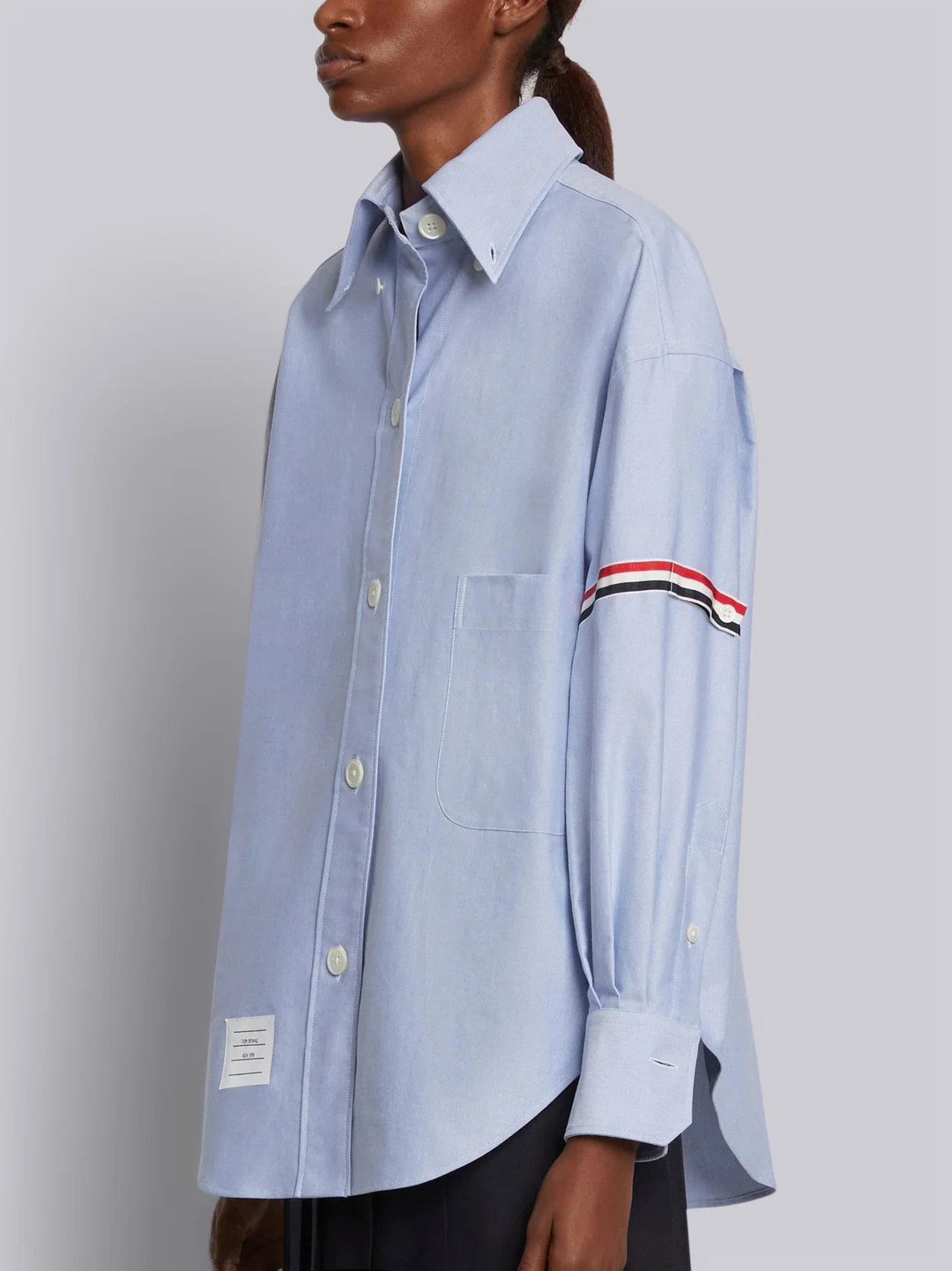 톰브라운 RWB 스트라이프 디테일 셔츠 블루