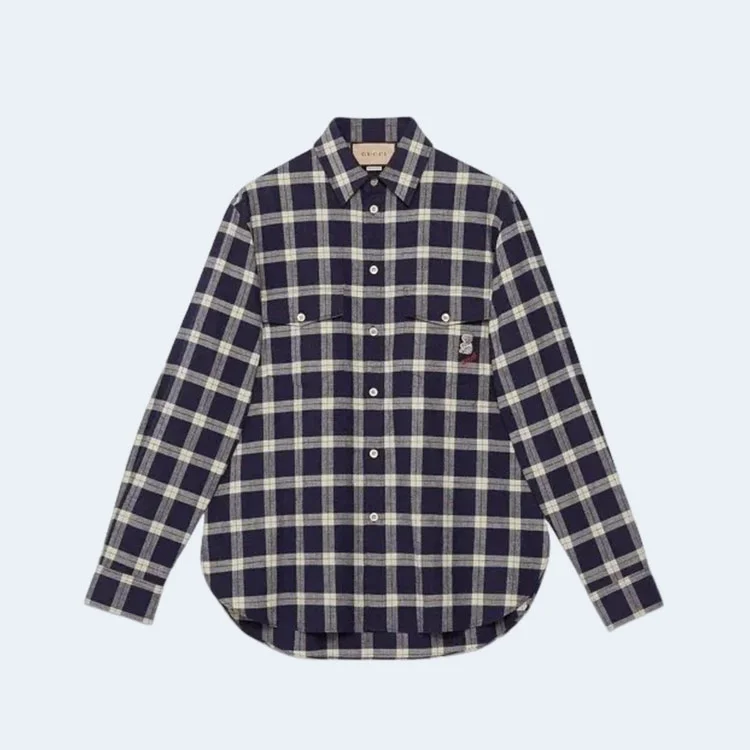 구찌 플레이드 체크 패턴 셔츠