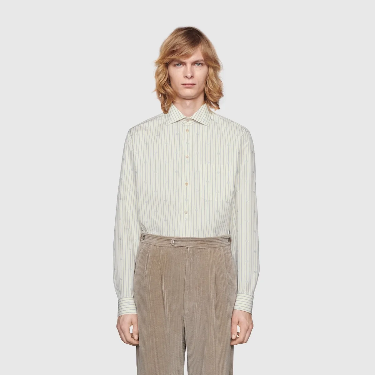 구찌 GG 스트라이프 필 쿠페 코튼 셔츠