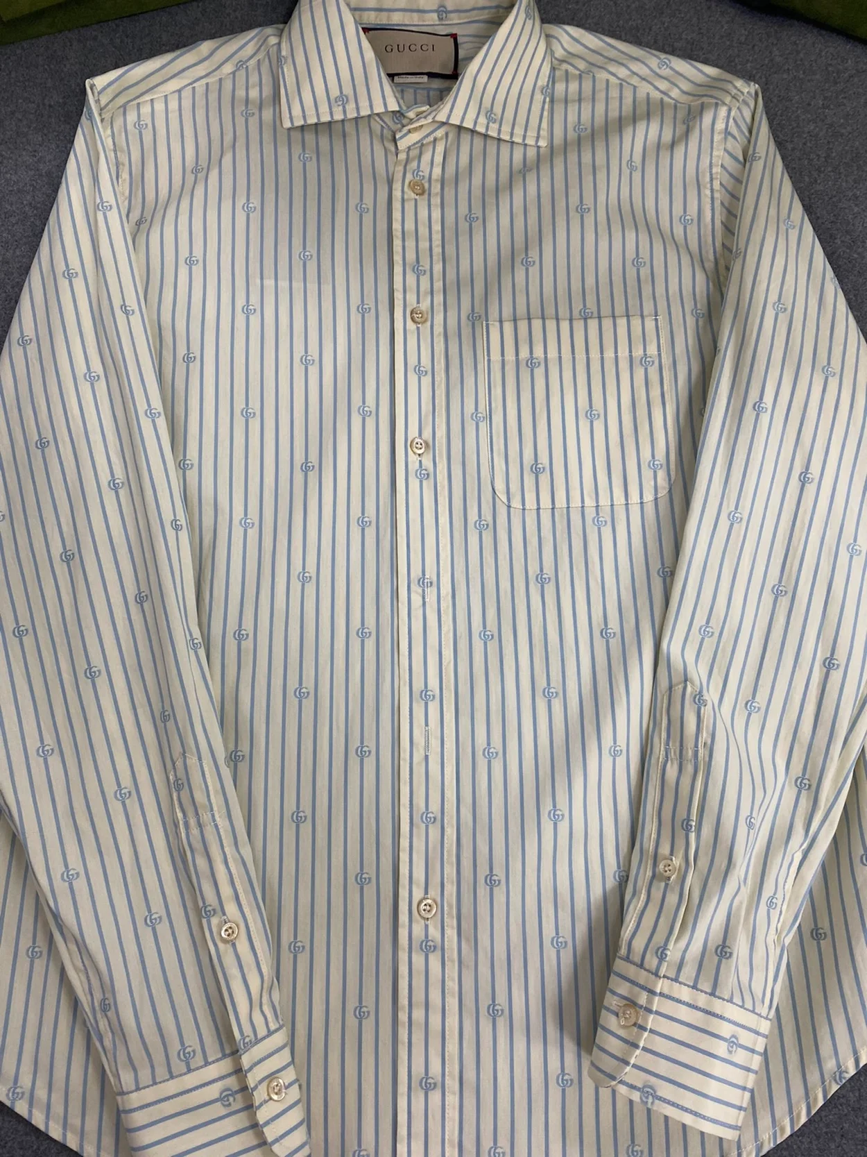 구찌 GG 스트라이프 필 쿠페 코튼 셔츠