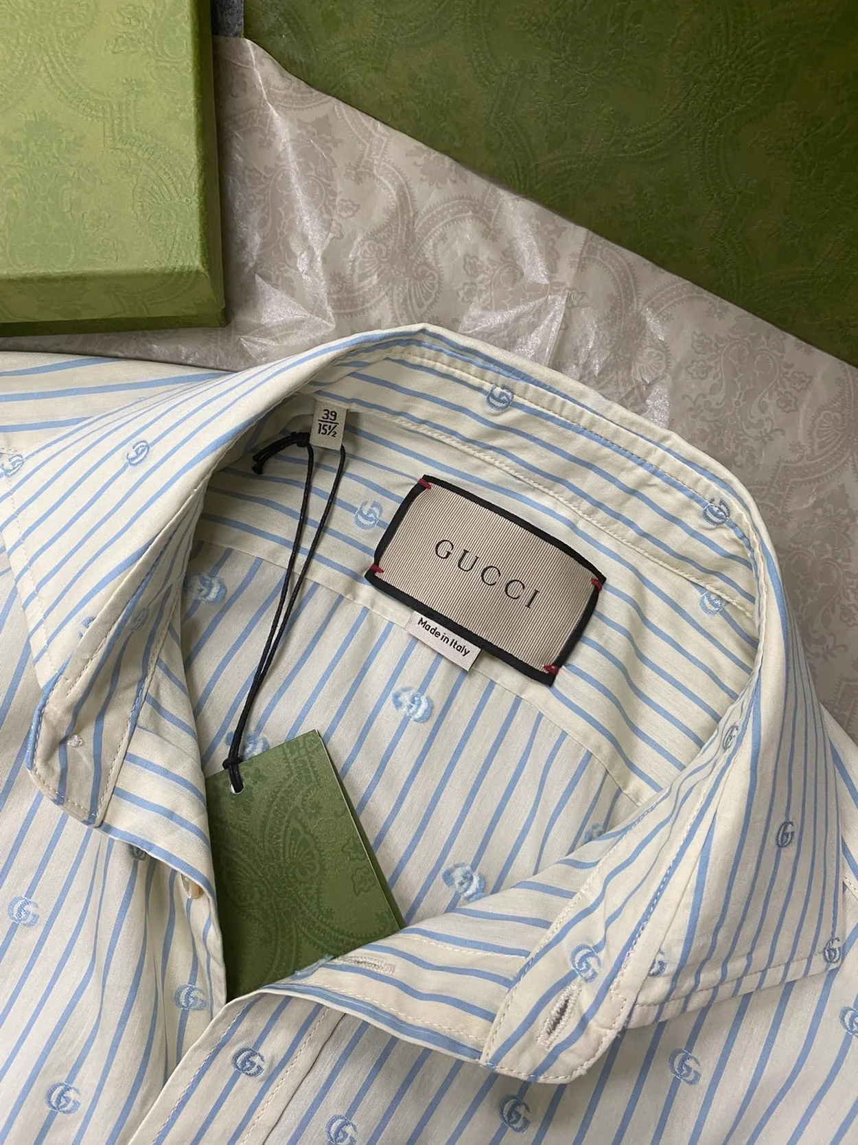 구찌 GG 스트라이프 필 쿠페 코튼 셔츠