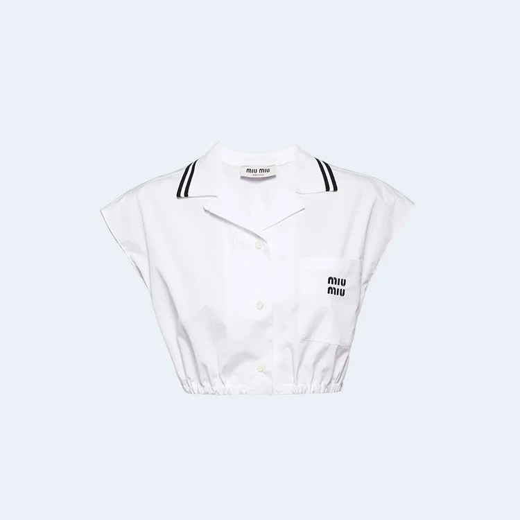미우미우 로고 프린트 포플린 셔츠