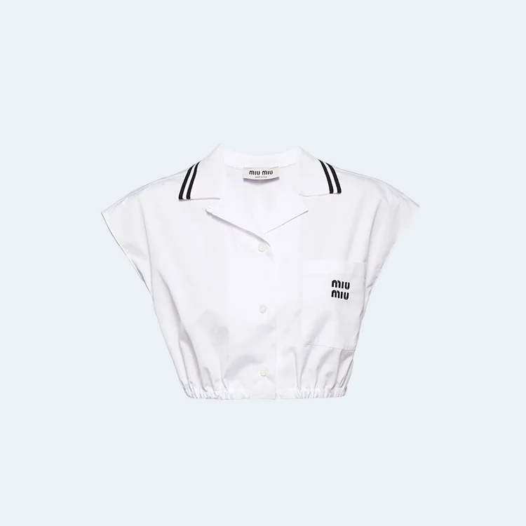 미우미우 로고 프린트 포플린 셔츠