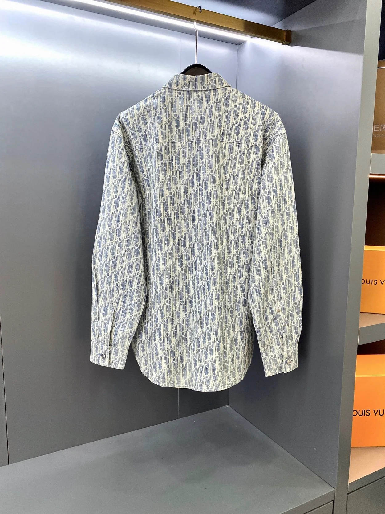 디올 오버셔츠 블루 & 화이트 코튼 셔츠