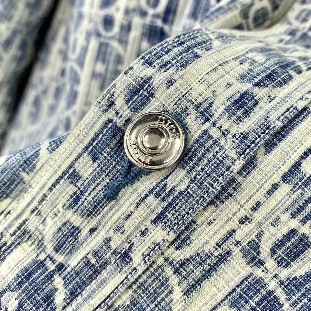 디올 오버셔츠 블루 & 화이트 코튼 셔츠