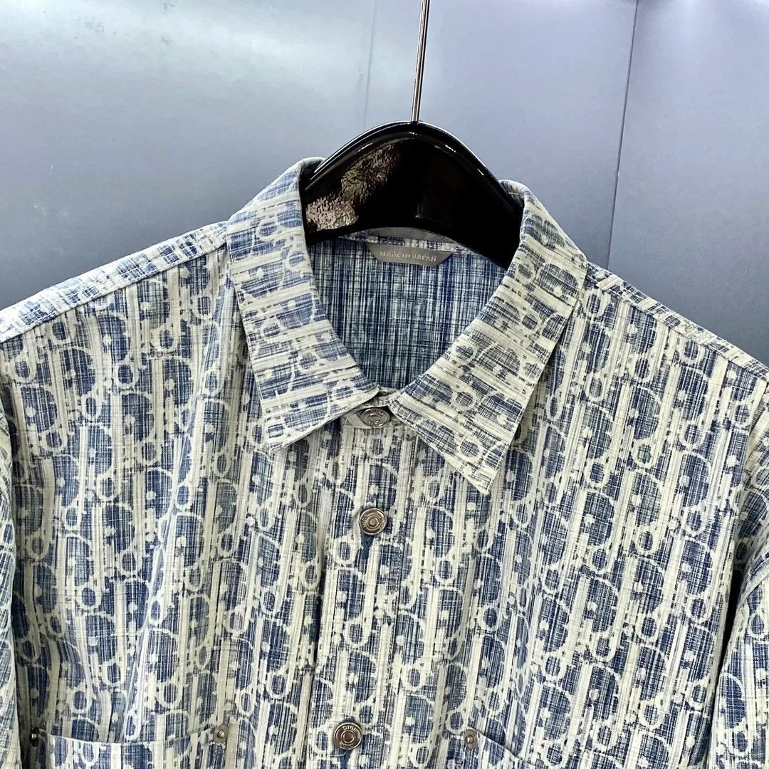 디올 오버셔츠 블루 & 화이트 코튼 셔츠