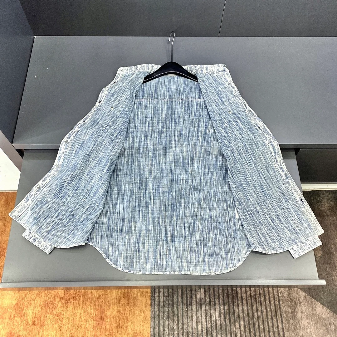 디올 오버셔츠 블루 & 화이트 코튼 셔츠