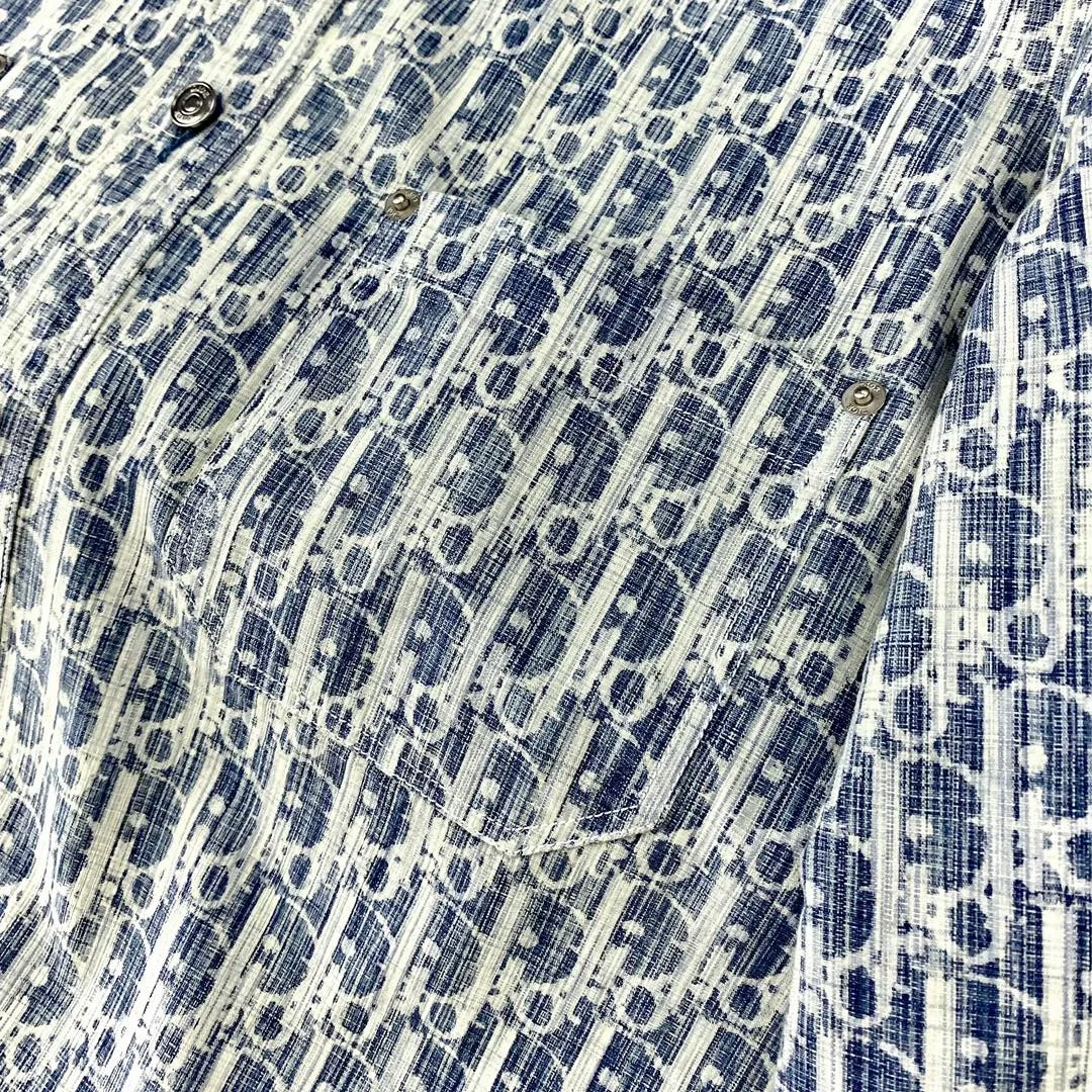 디올 오버셔츠 블루 & 화이트 코튼 셔츠
