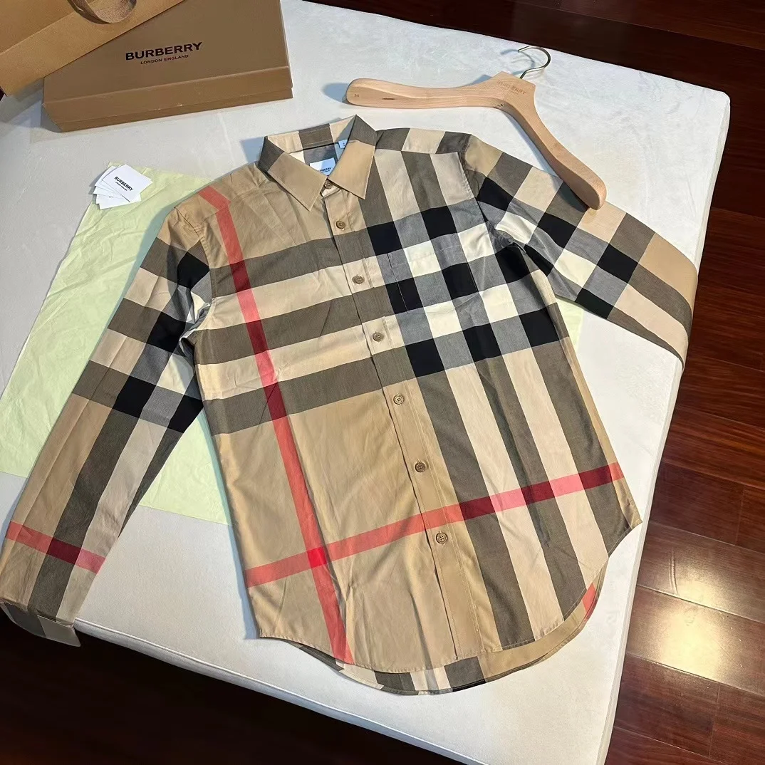 버버리 체크 코튼 셔츠 아카이브 베이지