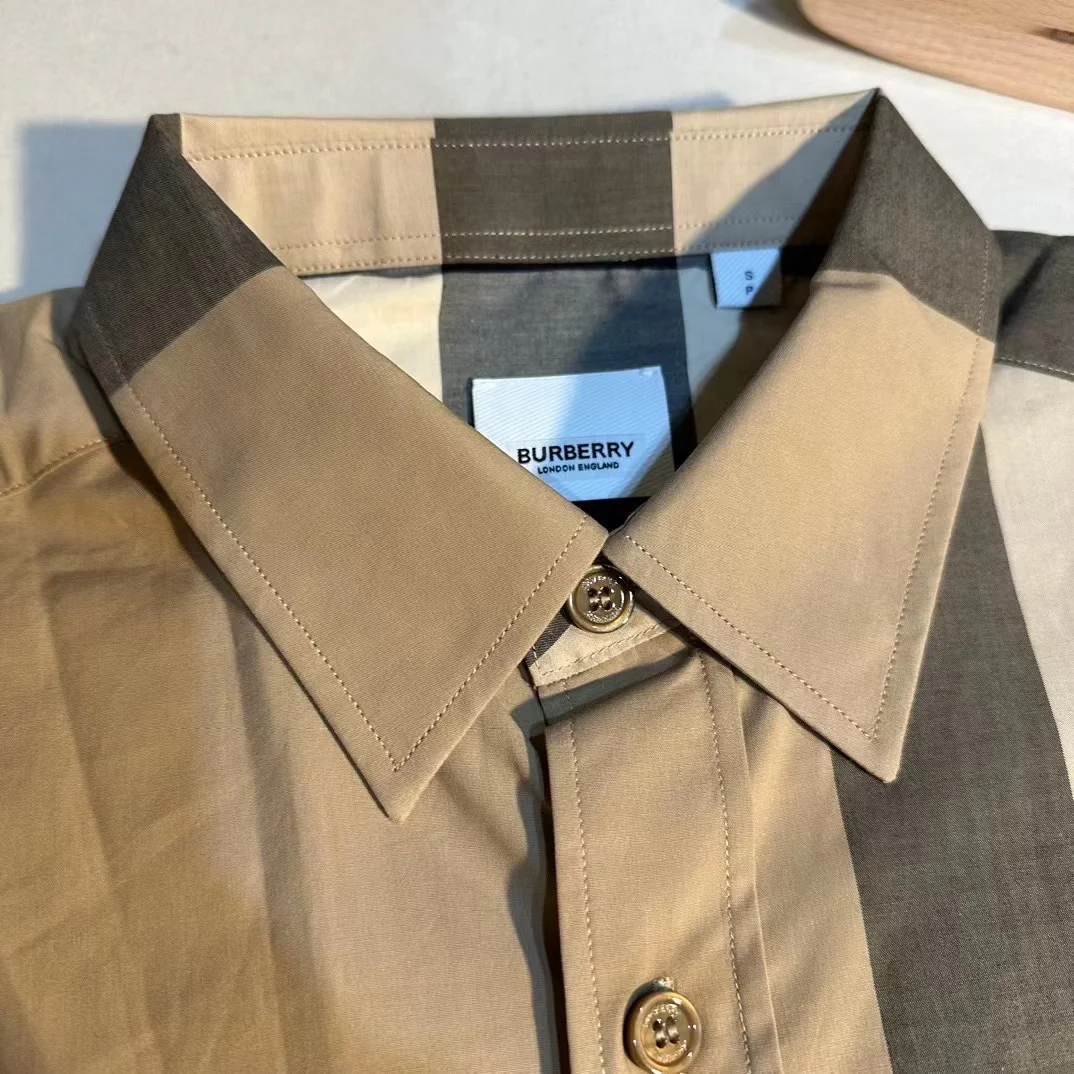 버버리 체크 코튼 셔츠 아카이브 베이지