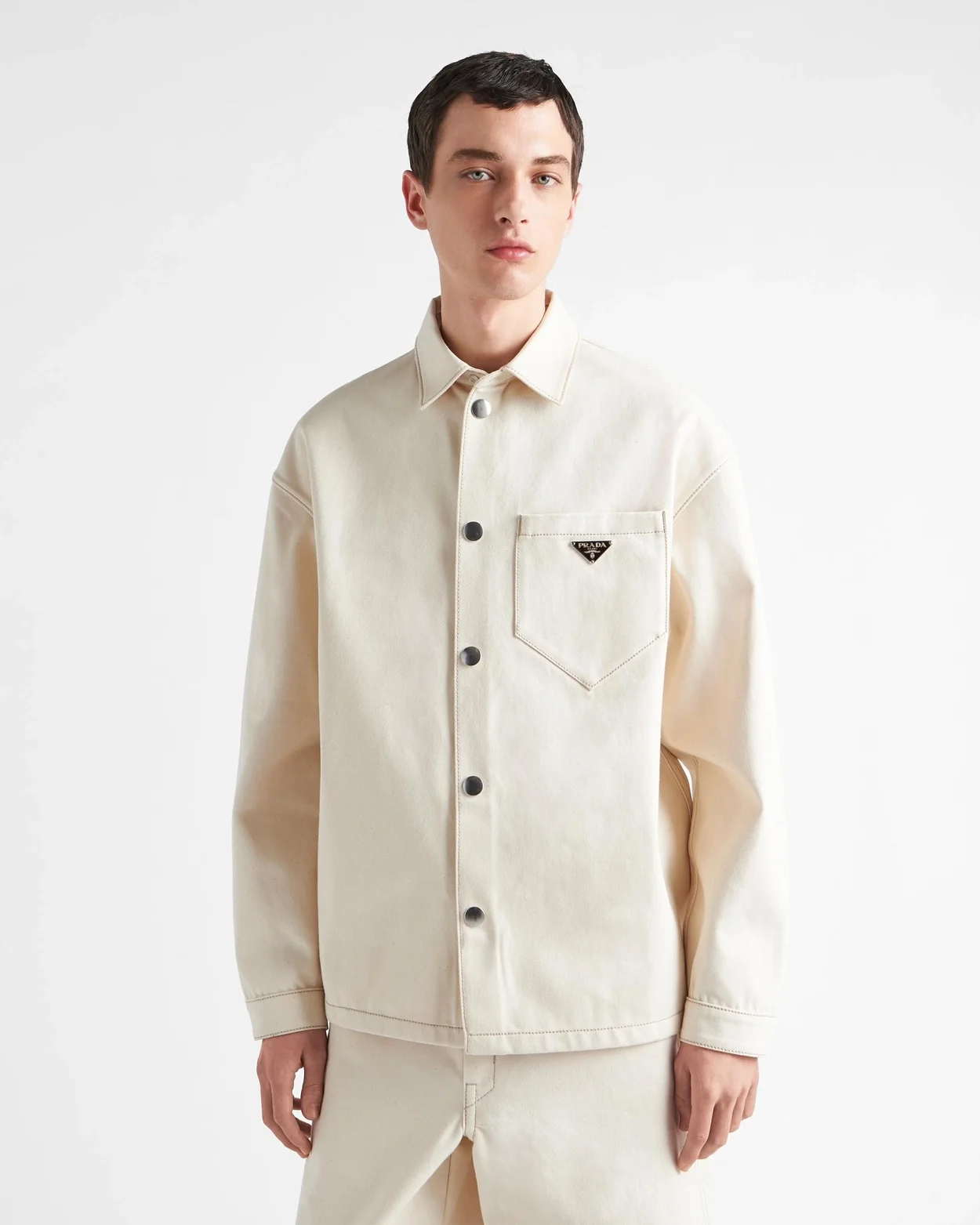 프라다 불 데님 셔츠 베이지