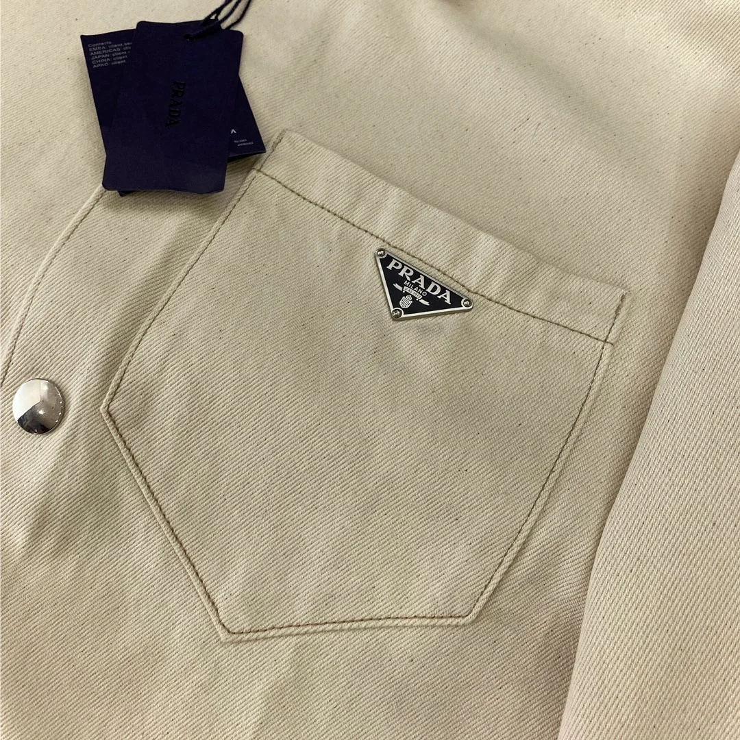 프라다 불 데님 셔츠 베이지