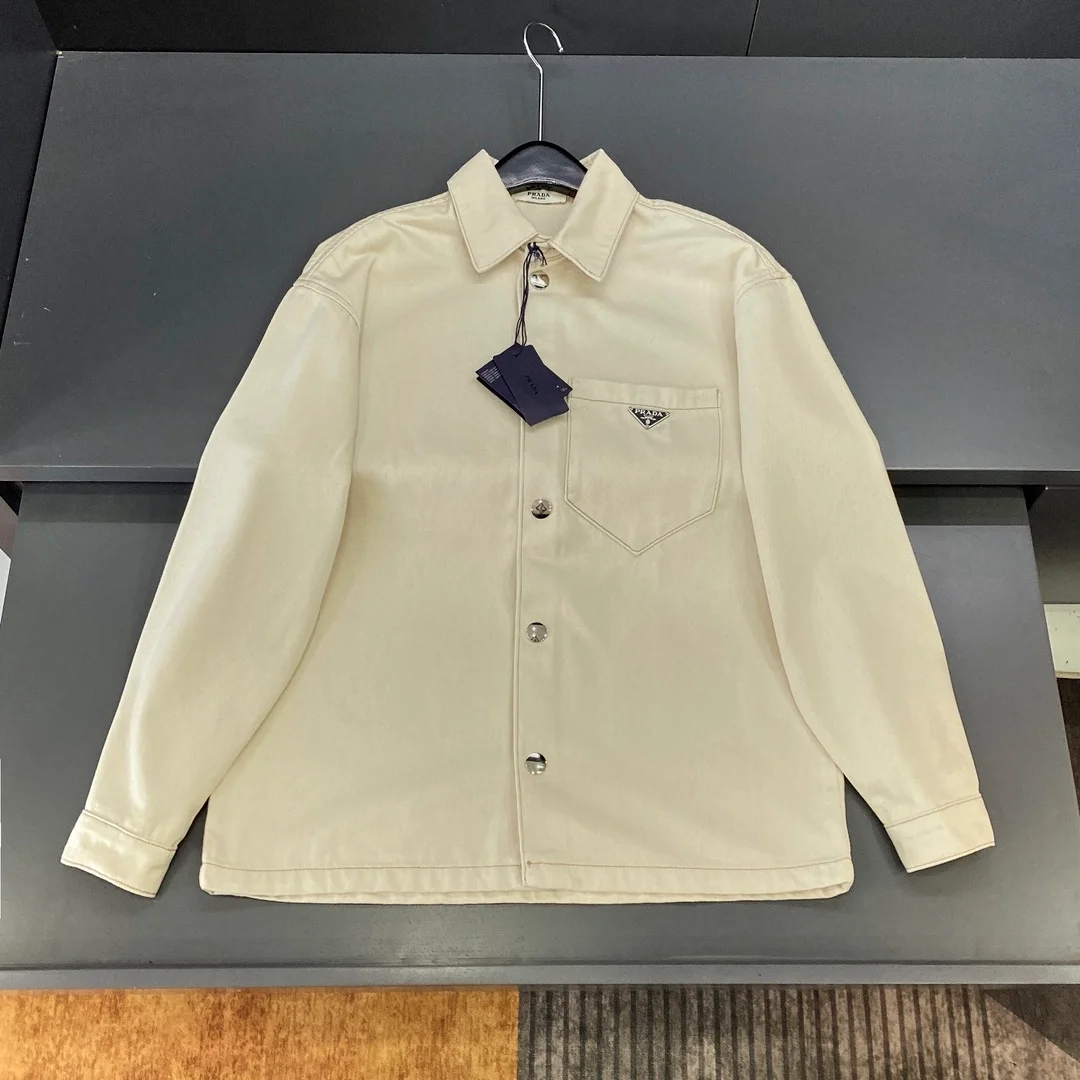 프라다 불 데님 셔츠 베이지