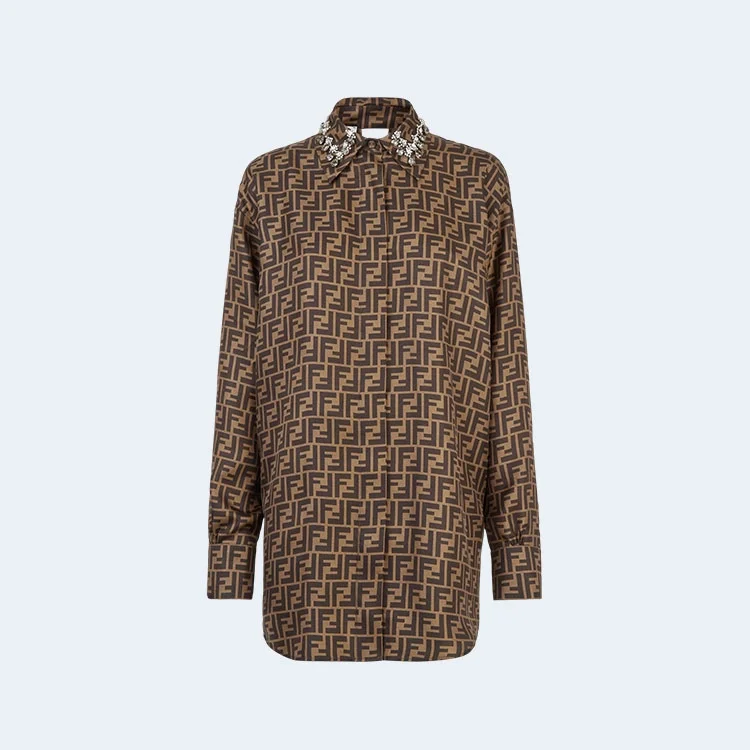 펜디 브라운 FF 트윌 셔츠 드레스