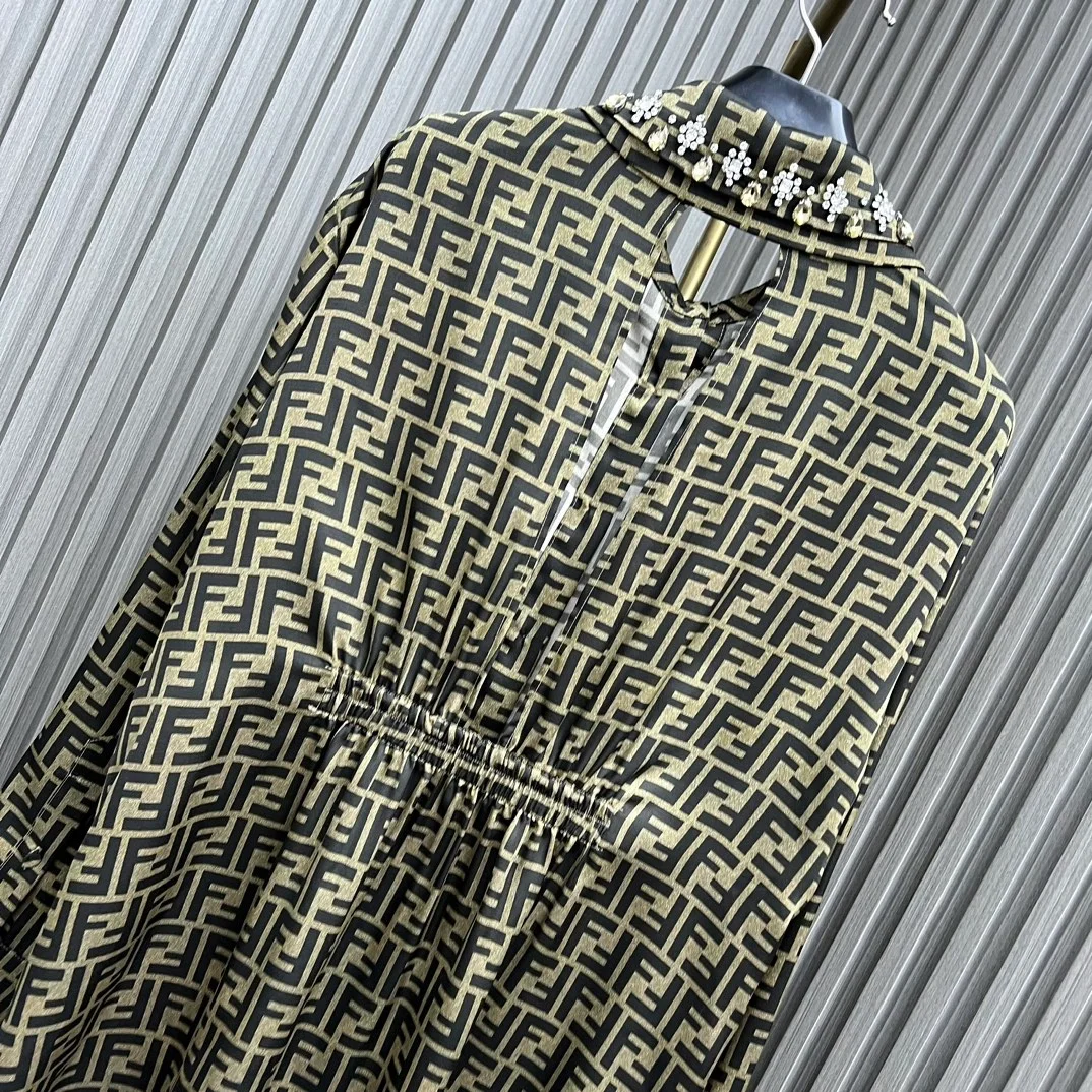 펜디 브라운 FF 트윌 셔츠 드레스