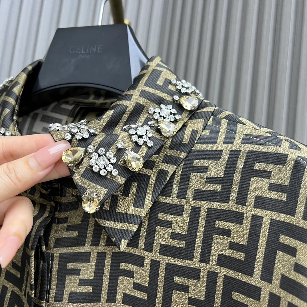 펜디 브라운 FF 트윌 셔츠 드레스