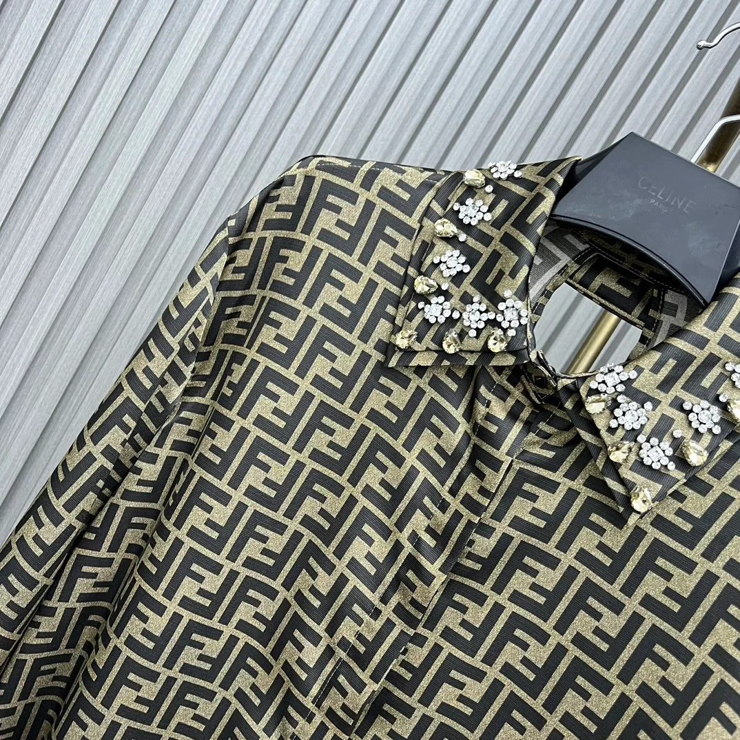 펜디 브라운 FF 트윌 셔츠 드레스