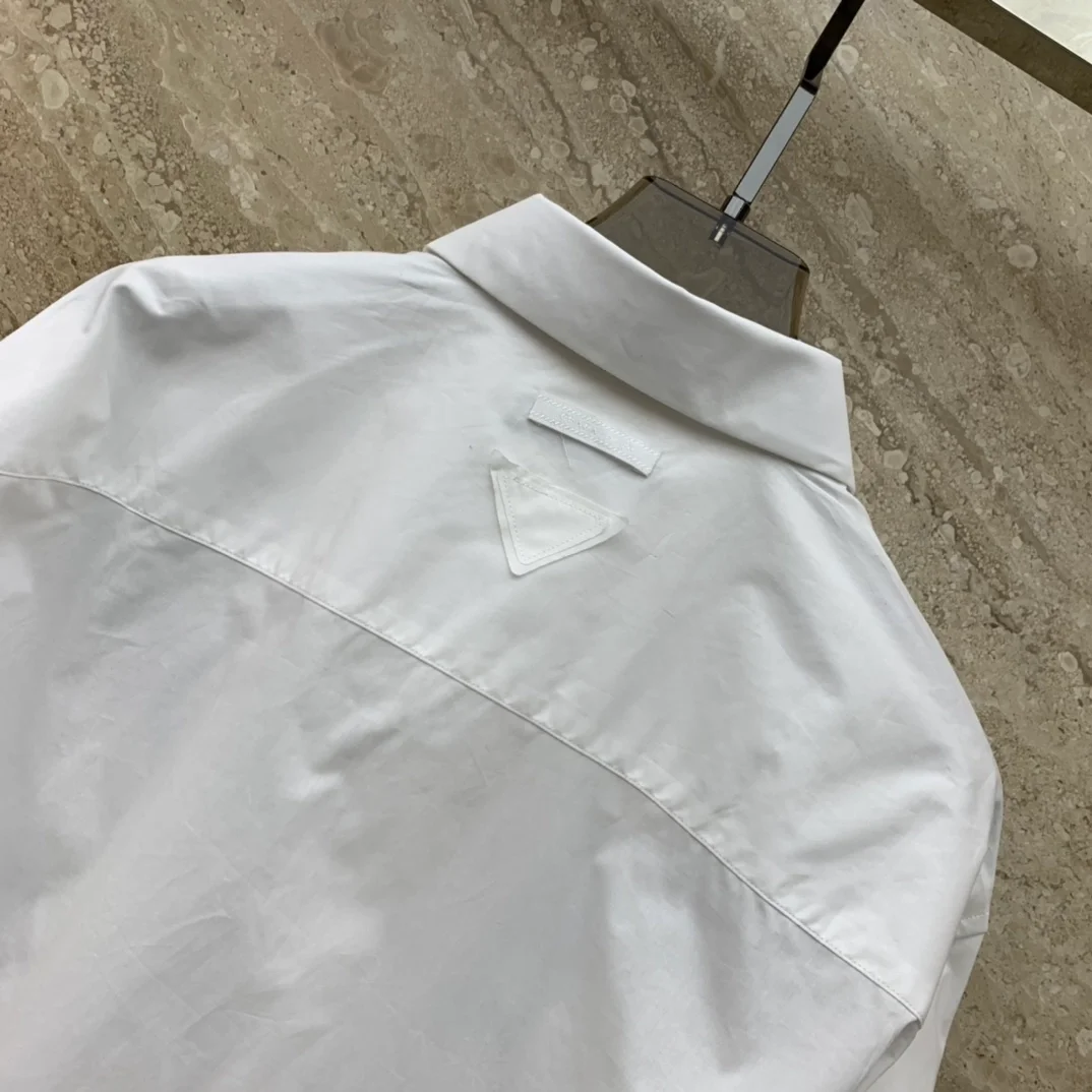 프라다 엠브로이더리 포플린 셔츠