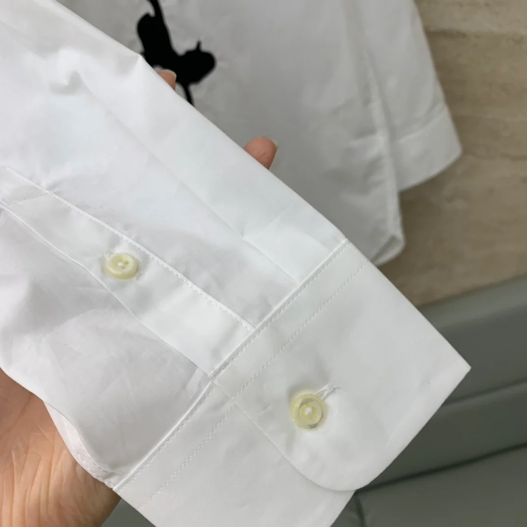 프라다 엠브로이더리 포플린 셔츠