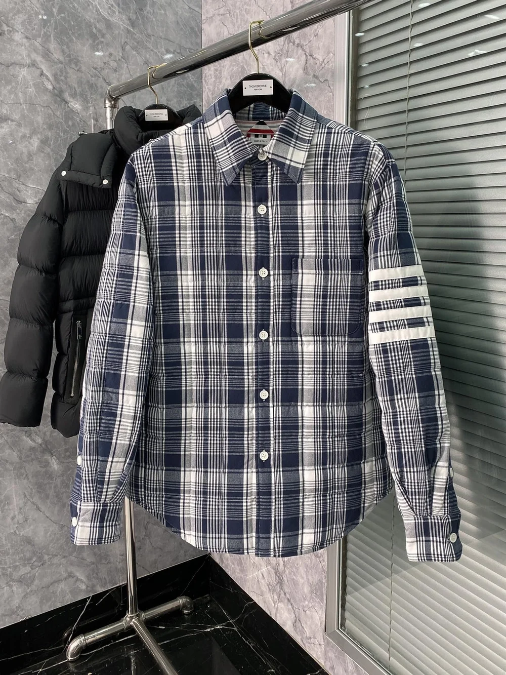 톰브라운 마드라스 4바 셔츠 자켓