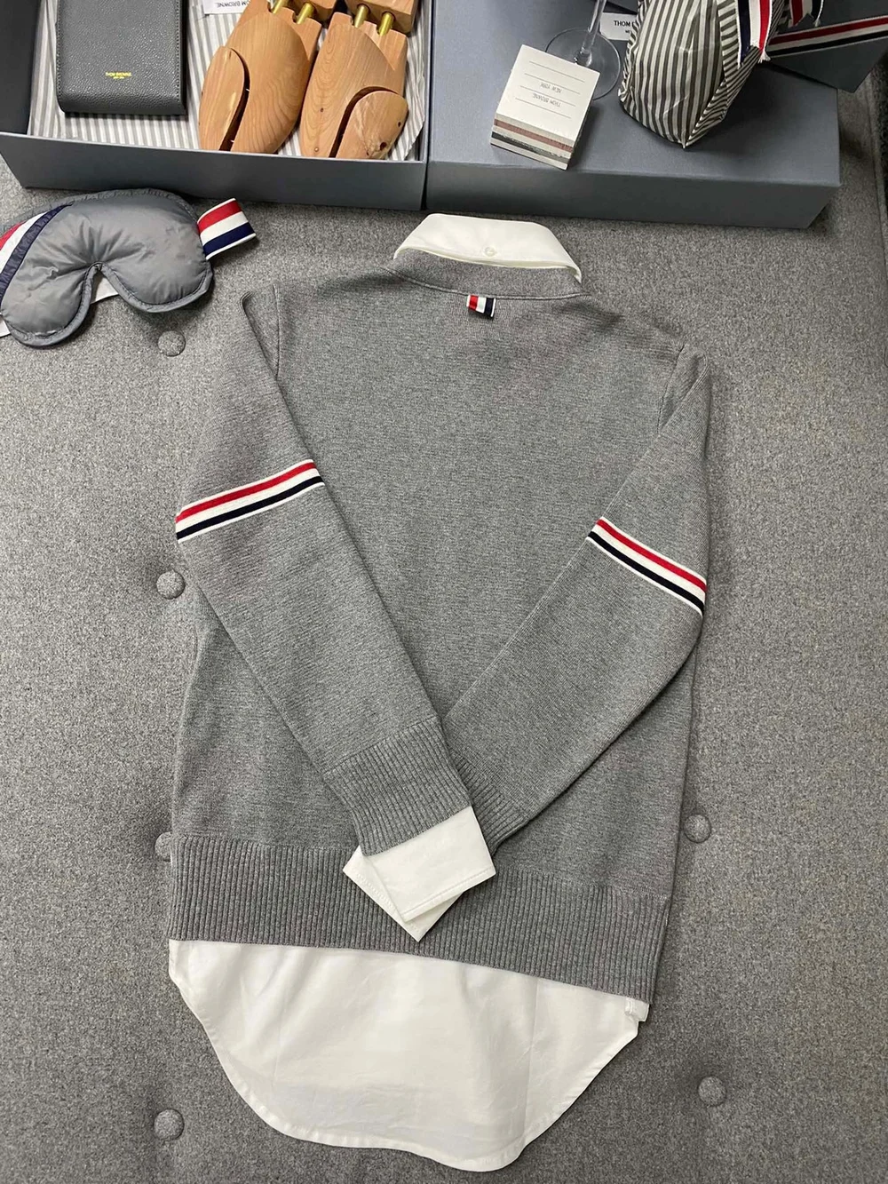 톰브라운 밀라노 스티치 옥스포드 콤보 카디건 셔츠