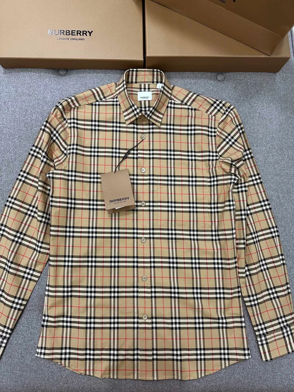 버버리 체크 코튼 포플린 셔츠